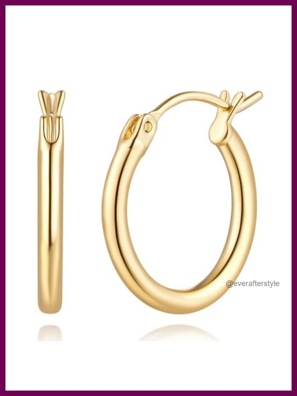 14K Gold Plated Hoop Earrings for Women, Classic Round Hoops, Multiple Sizes